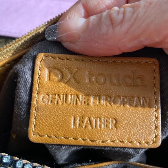 DX Touch camel leather Swarovski Crystals hobo bag - Picture 11 of 12